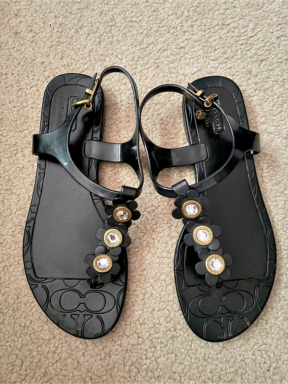 Coach Hilda Jelly Sandals Black Embellished